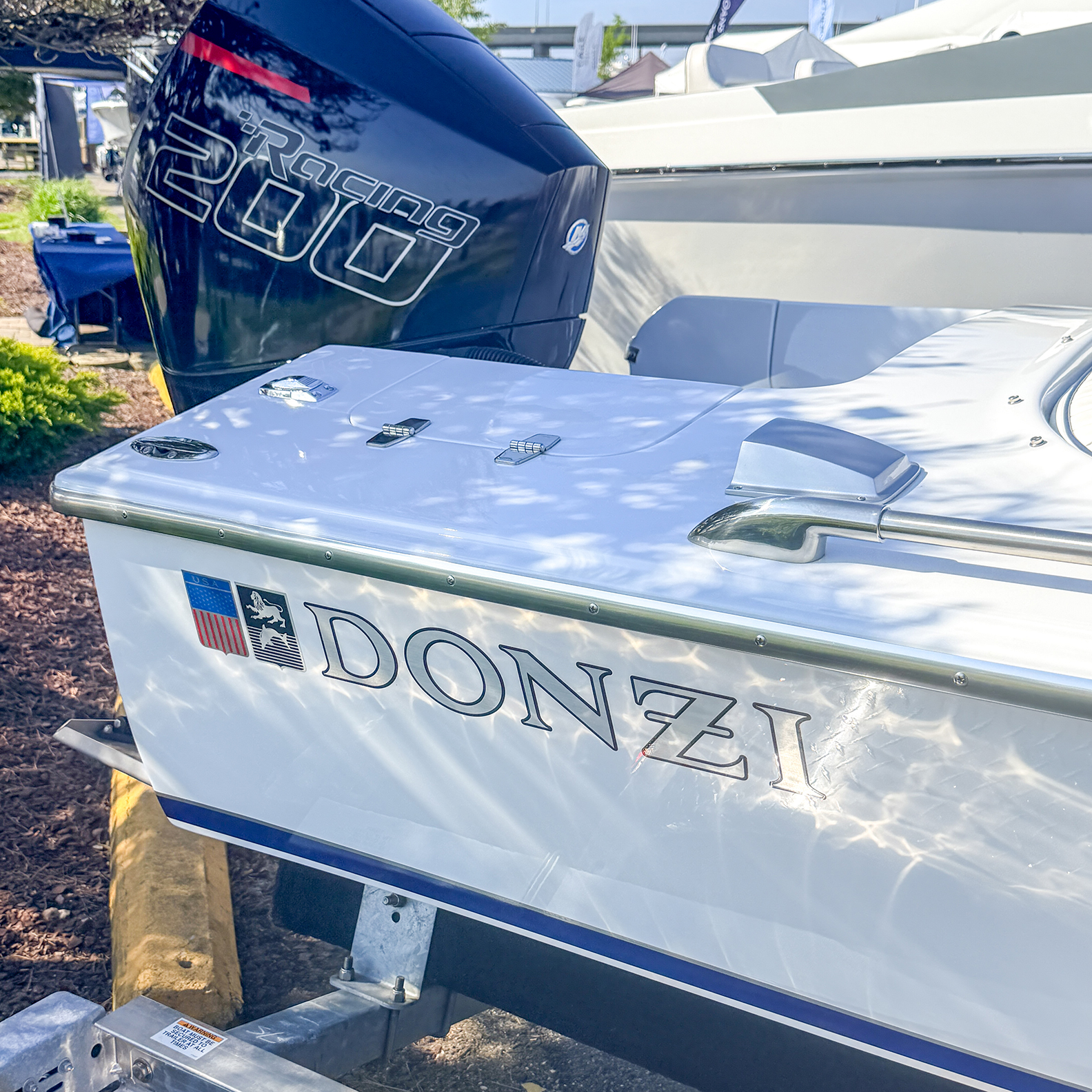 Sweet 16 Donzi powered by a Mercury 200R outboard.