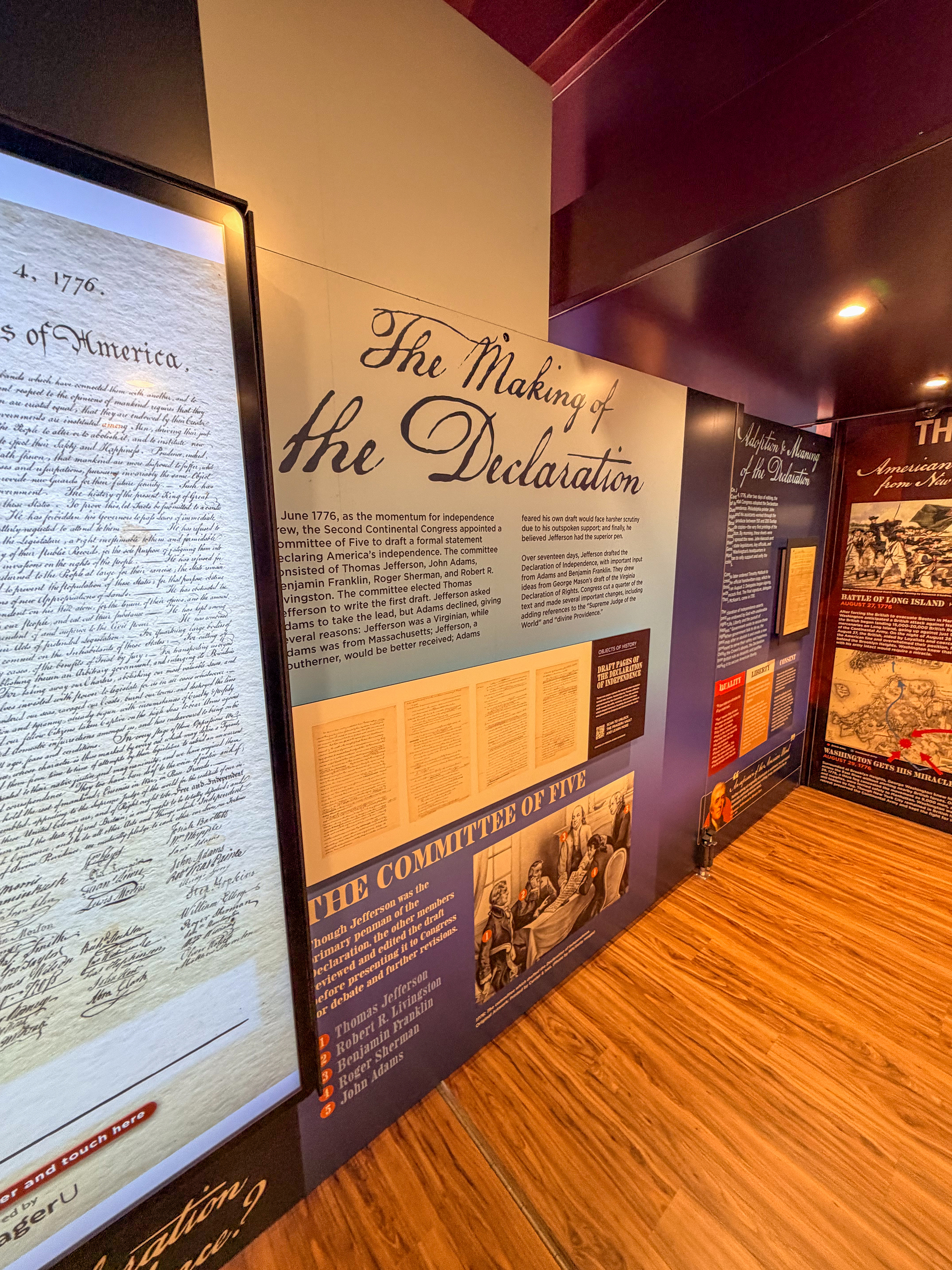 Making of the Declaration of Independence exhibit inside the Freedom Truck
