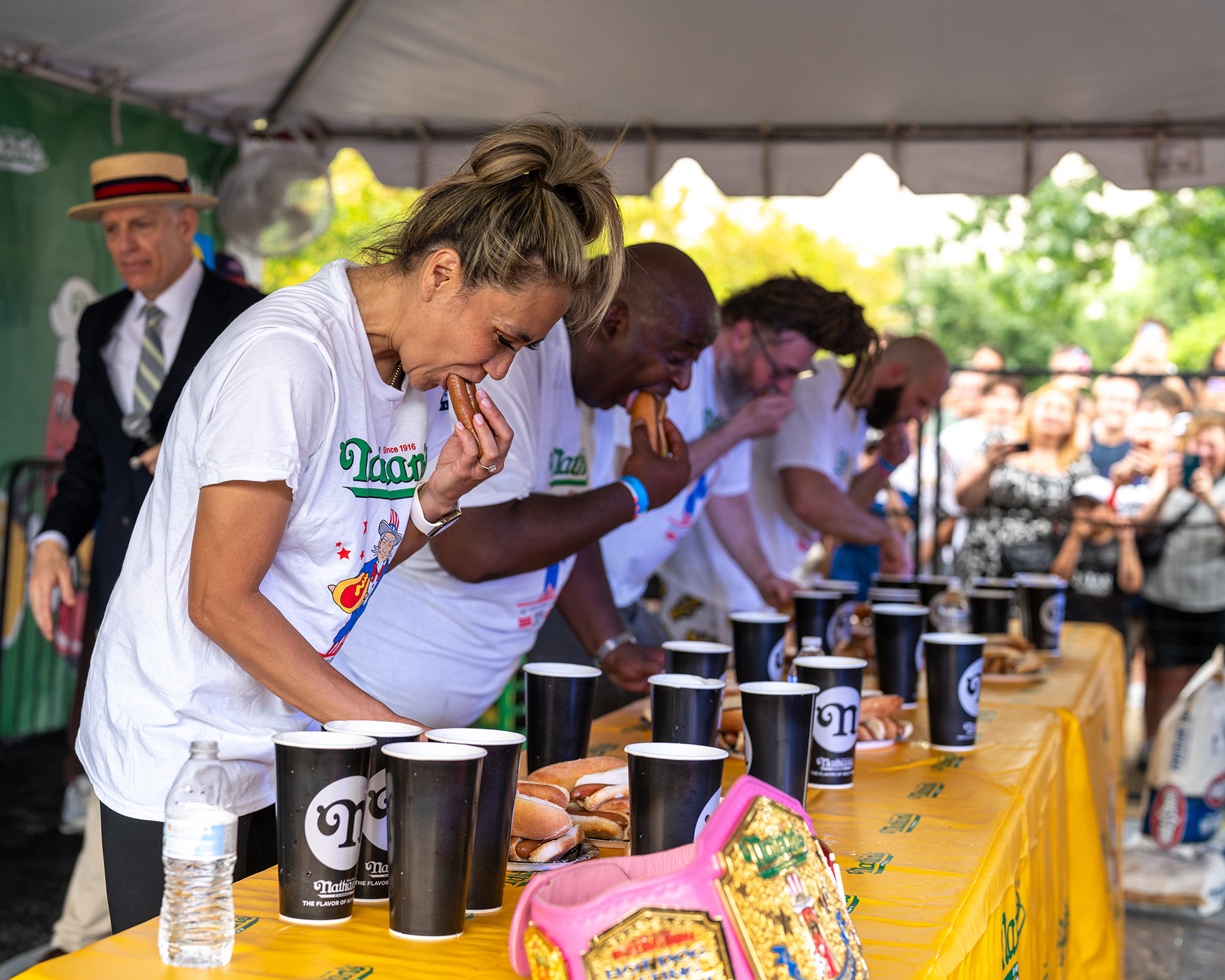 Hot dog eating contest at the DC BBQ Battle in Washington, DC